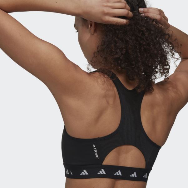 Soutien-gorge Techfit à Maintien Moyen Adidas Powerreact Noir élégant