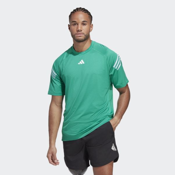 T-shirt D'entraînement à 3 Bandes Avec Icônes De Train Vert Court Adidas