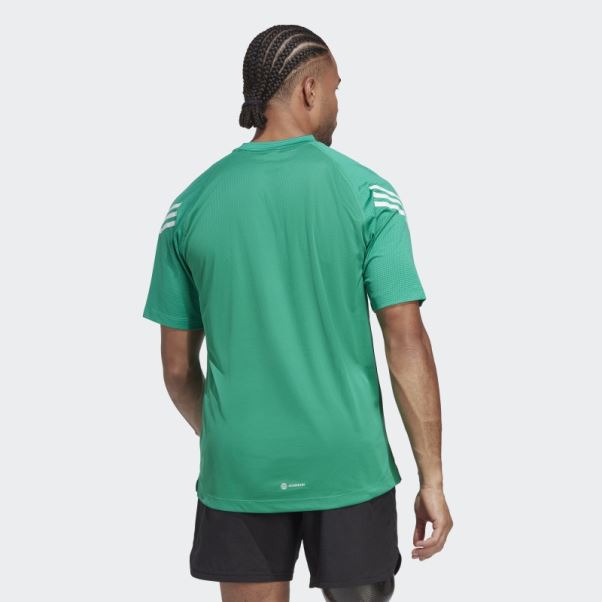 T-shirt D'entraînement à 3 Bandes Avec Icônes De Train Vert Court Adidas