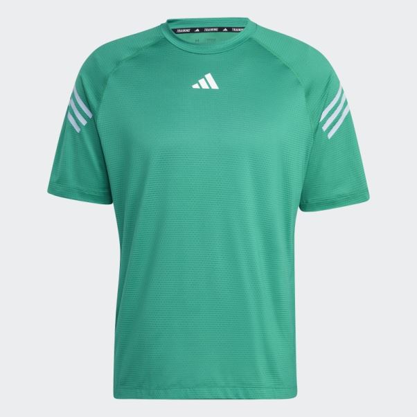 T-shirt D'entraînement à 3 Bandes Avec Icônes De Train Vert Court Adidas