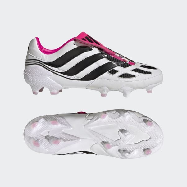 Predator Precision+ Chaussures De Sol Ferme Adidas Blanc