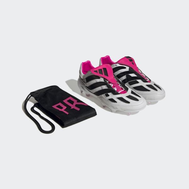Predator Precision+ Chaussures De Sol Ferme Adidas Blanc