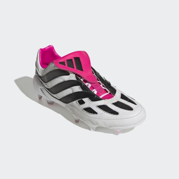 Predator Precision+ Chaussures De Sol Ferme Adidas Blanc