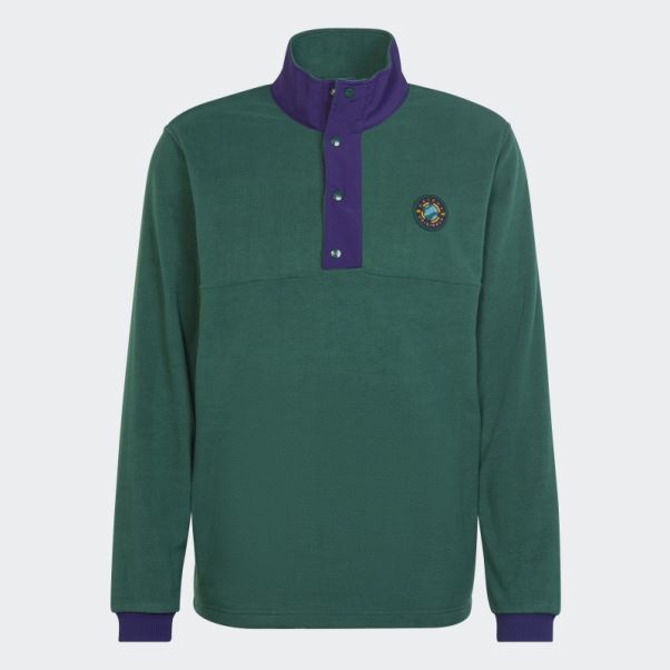 Adidas Veste Polaire Quart De Bouton Pression Vert Wander Hour