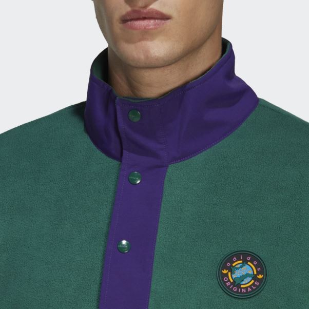 Adidas Veste Polaire Quart De Bouton Pression Vert Wander Hour