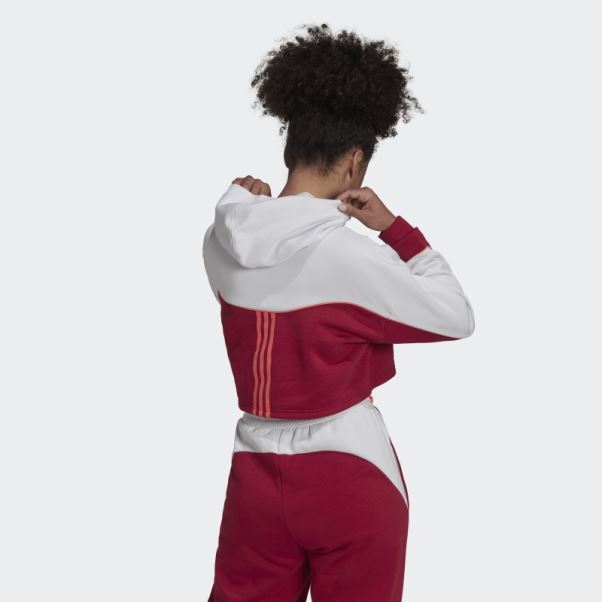 Sweat à Capuche Essentials Colorblock 3 Bandes Bordeaux Adidas