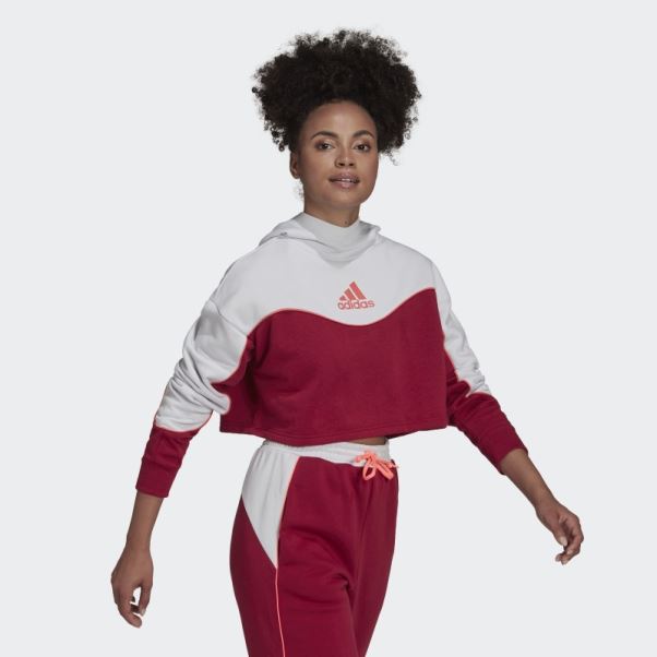 Sweat à Capuche Essentials Colorblock 3 Bandes Bordeaux Adidas