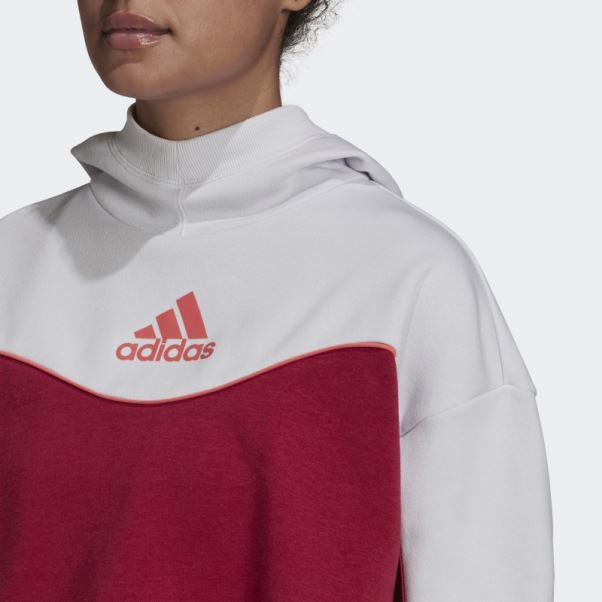 Sweat à Capuche Essentials Colorblock 3 Bandes Bordeaux Adidas