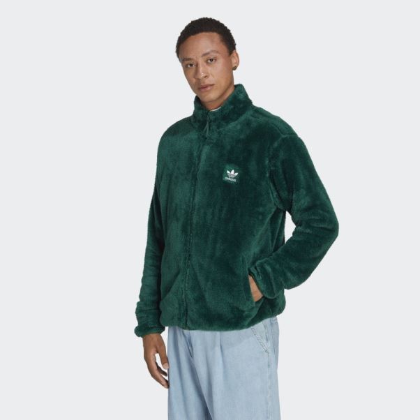 Veste De Survêtement Essentials+ Fluffy Fleece Vert Foncé Adidas