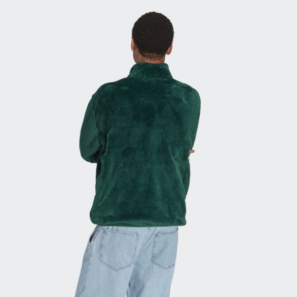Veste De Survêtement Essentials+ Fluffy Fleece Vert Foncé Adidas