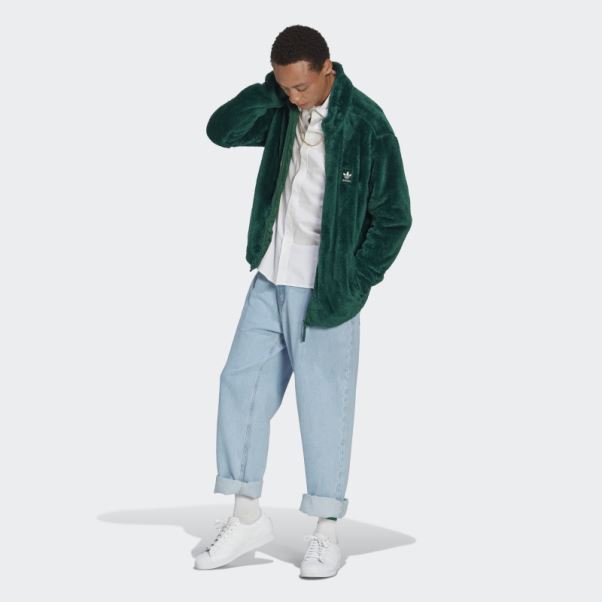 Veste De Survêtement Essentials+ Fluffy Fleece Vert Foncé Adidas