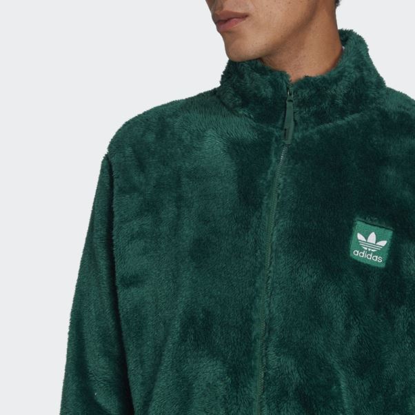 Veste De Survêtement Essentials+ Fluffy Fleece Vert Foncé Adidas