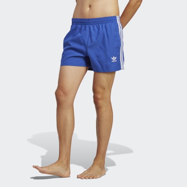 Short De Bain Court Adidas Originals Adicolor 3 Bandes Bleu