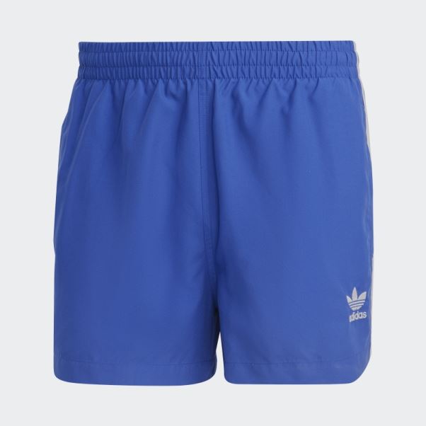 Short De Bain Court Adidas Originals Adicolor 3 Bandes Bleu