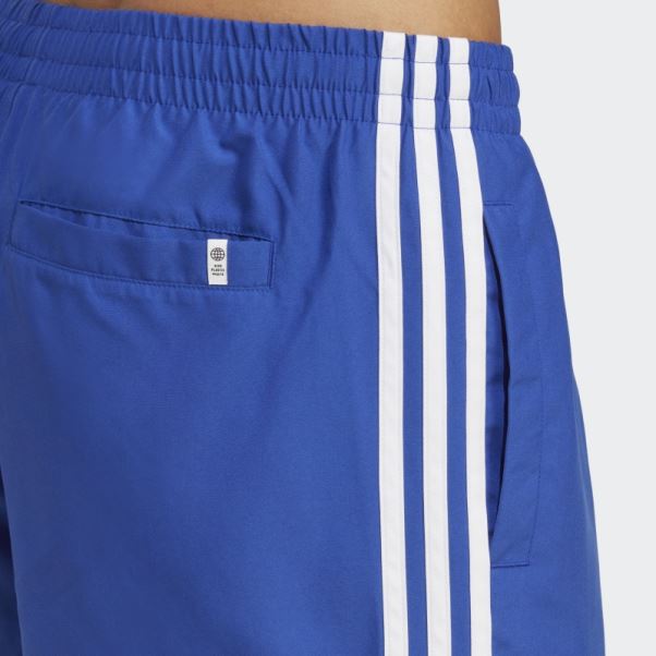 Short De Bain Court Adidas Originals Adicolor 3 Bandes Bleu