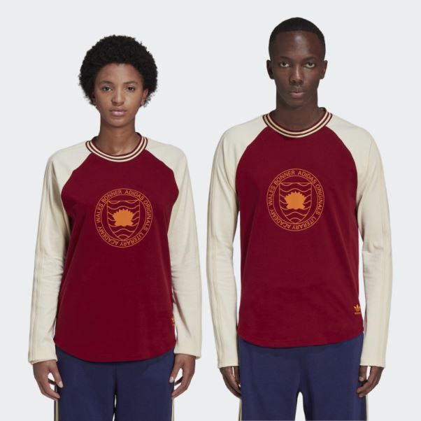 Bourgogne Wales Bonner T-shirt Graphique à Manches Longues Adidas