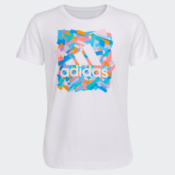 T-shirt Blanc à Manches Retroussées Adidas