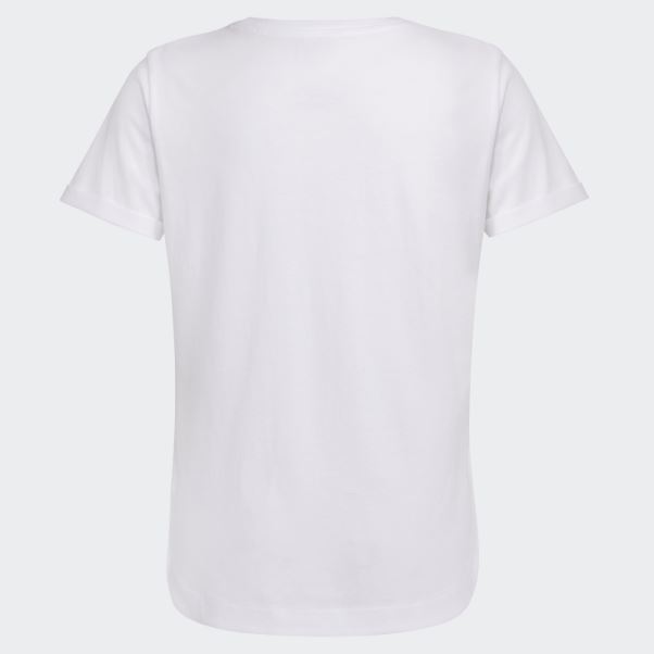 T-shirt Blanc à Manches Retroussées Adidas