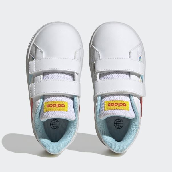 Chaussures Adidas Grand Court Lifestyle Court à Deux Bandes Auto-agrippantes Blanc