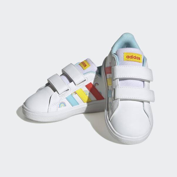 Chaussures Adidas Grand Court Lifestyle Court à Deux Bandes Auto-agrippantes Blanc