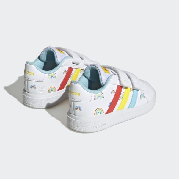 Chaussures Adidas Grand Court Lifestyle Court à Deux Bandes Auto-agrippantes Blanc