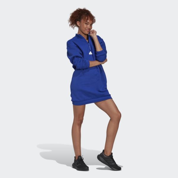 Adidas Robe Pull Demi-zip Bleu