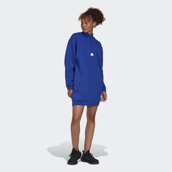 Robe Pull Demi-zip Adidas Bleu Fashion