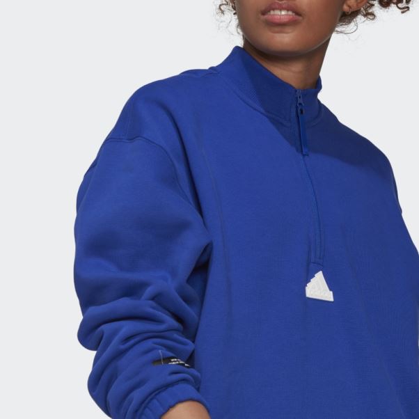 Robe Pull Demi-zip Adidas Bleu Fashion