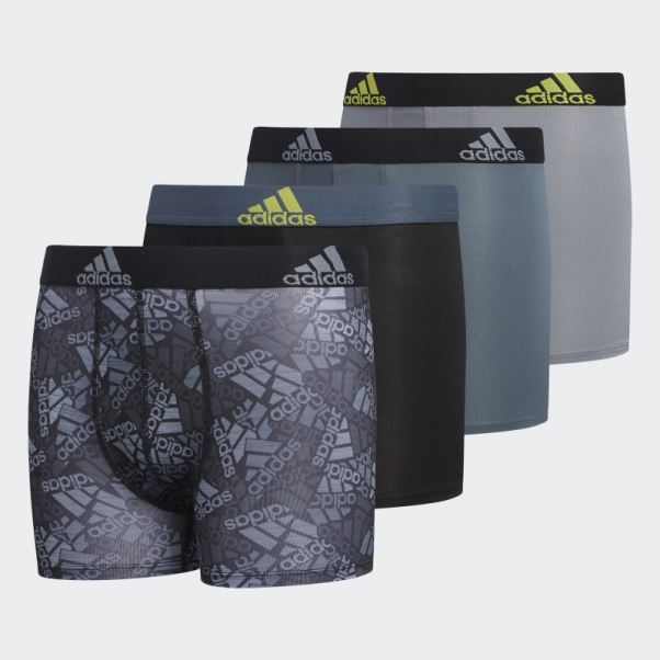 Mode Noir Sport Performance Graphique Boxer Slips 4 Paires Adidas