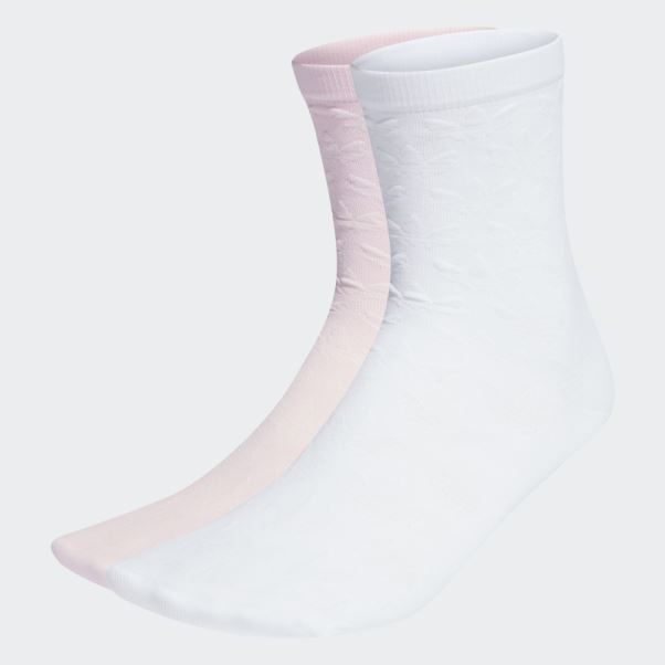 Chaussettes Mi-mollet Jacquard Trèfle 2 Paires Adidas Blanc