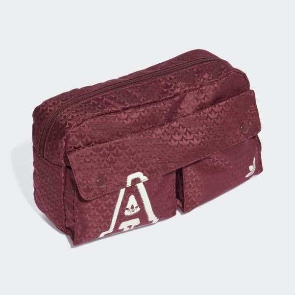 Adidas Rouge Trèfle Jacquard Monogramme Surdimensionné Taille Sac Mode