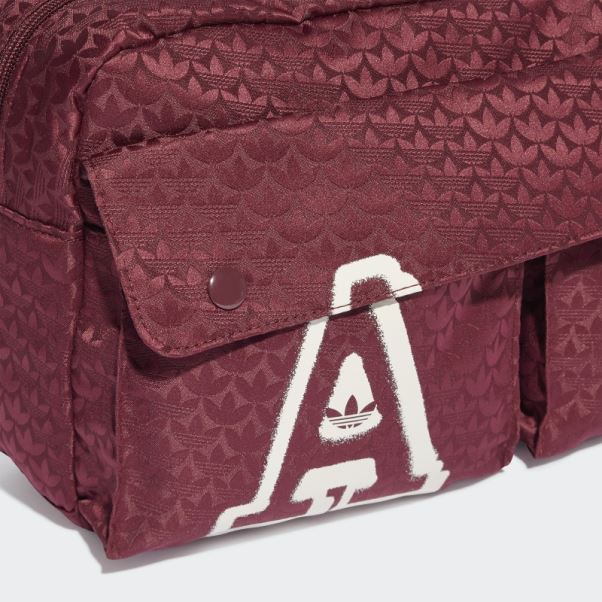 Adidas Rouge Trèfle Jacquard Monogramme Surdimensionné Taille Sac Mode