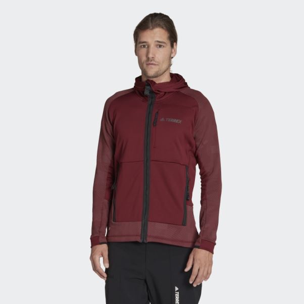 Veste Polaire De Randonnée à Capuche Adidas Terrex Tech Flooce Rouge