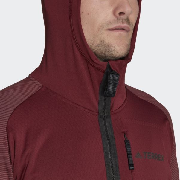 Veste Polaire De Randonnée à Capuche Adidas Terrex Tech Flooce Rouge