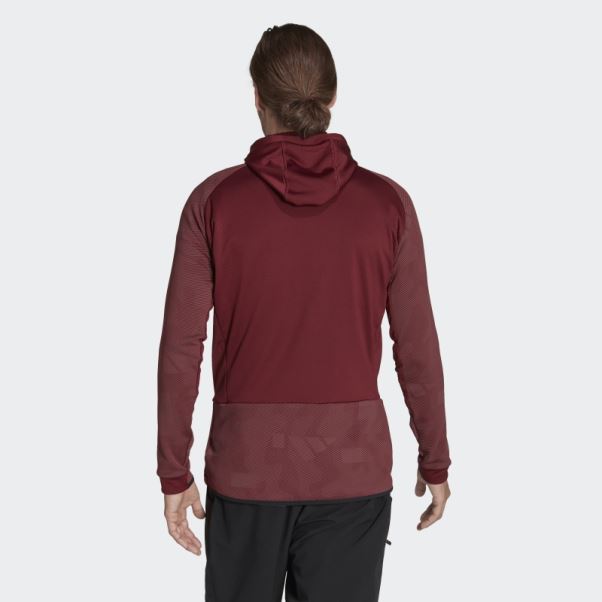 Veste Polaire De Randonnée à Capuche Adidas Terrex Tech Fleece Rouge