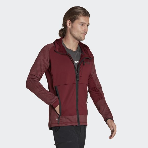 Veste Polaire De Randonnée à Capuche Adidas Terrex Tech Fleece Rouge