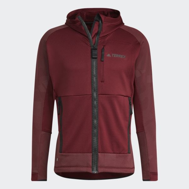 Veste Polaire De Randonnée à Capuche Adidas Terrex Tech Fleece Rouge