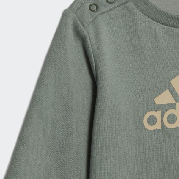 Ensemble De Jogging écusson De Sport Vert Argenté Adidas