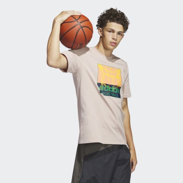 T-shirt Graphique De Basket-ball Adidas Chain Net Taupe