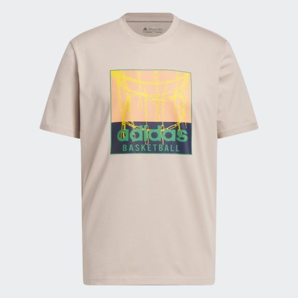 T-shirt Graphique De Basket-ball Adidas Chain Net Taupe