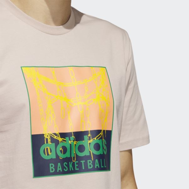 T-shirt Graphique De Basket-ball Adidas Chain Net Taupe