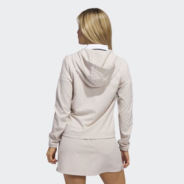 Sweat à Capuche De Golf Zippé 1/4 En Seersucker Taupe Adidas