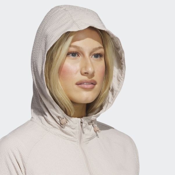 Sweat à Capuche De Golf Zippé 1/4 En Seersucker Taupe Adidas