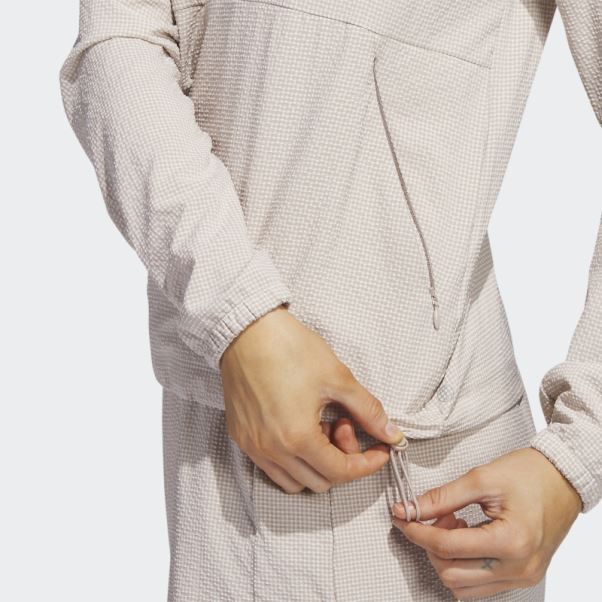 Sweat à Capuche De Golf Zippé 1/4 En Seersucker Taupe Adidas