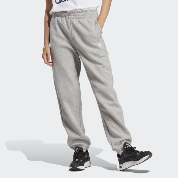Adidas Pantalon De Jogging En Polaire Gris Moyen Essentials