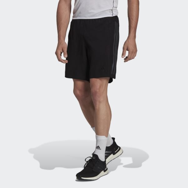 Short Adidas Run Icon Noir Réfléchissant à 3 Bandes