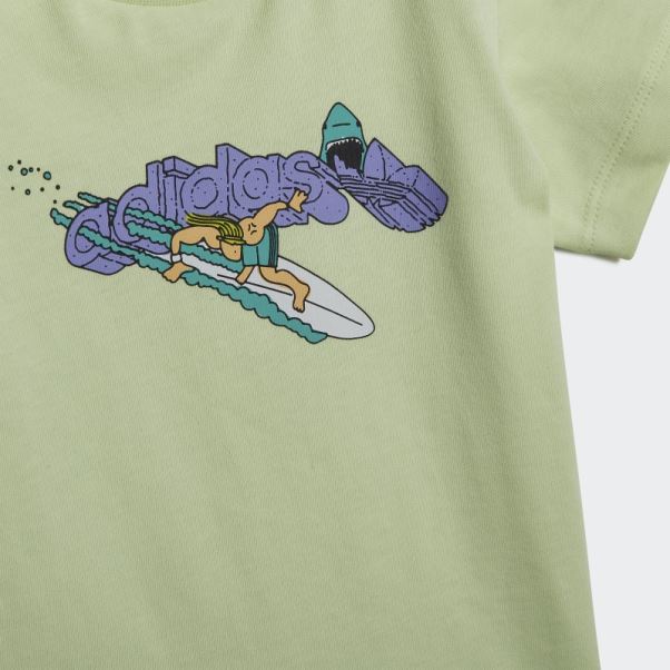 T-shirt De Plage Stoked Graphique Adidas Citron Vert