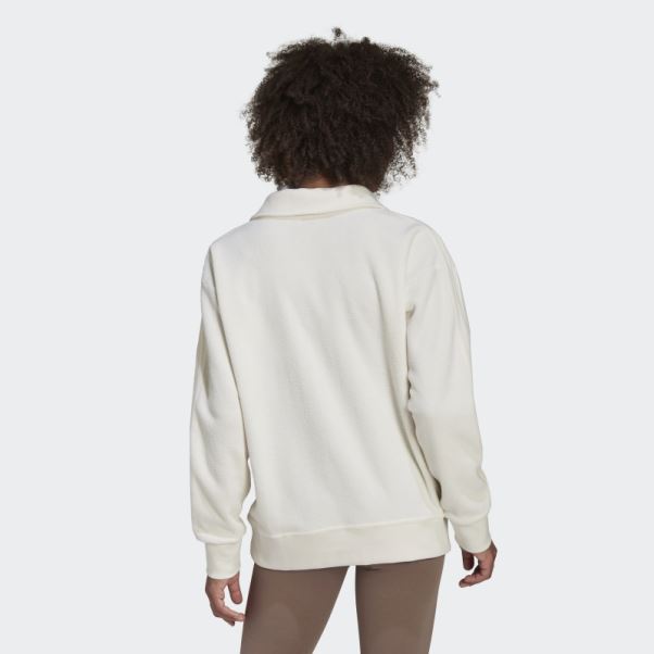 Sweat Premium Col V Terry Loop Blanc Adidas