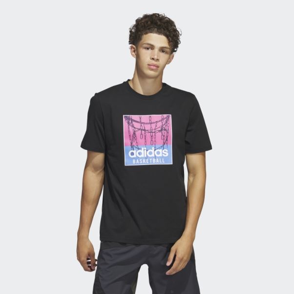 Adidas Chain Net Basketball Graphique Tee Noir