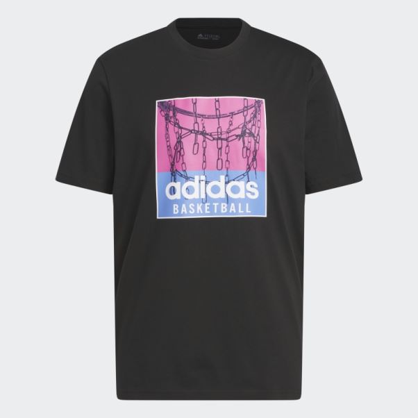 Adidas Chain Net Basketball Graphique Tee Noir